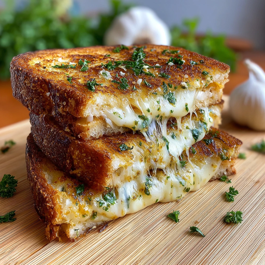 Irresistibly Cheesy Garlic Bread Grilled Cheese Sandwich Delight