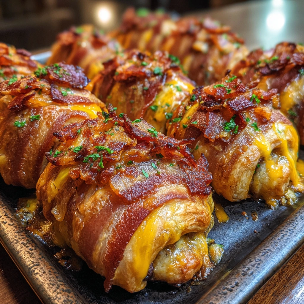 Savory Garlic Butter Bacon Cheeseburger Rollups with a Cheesy Twist