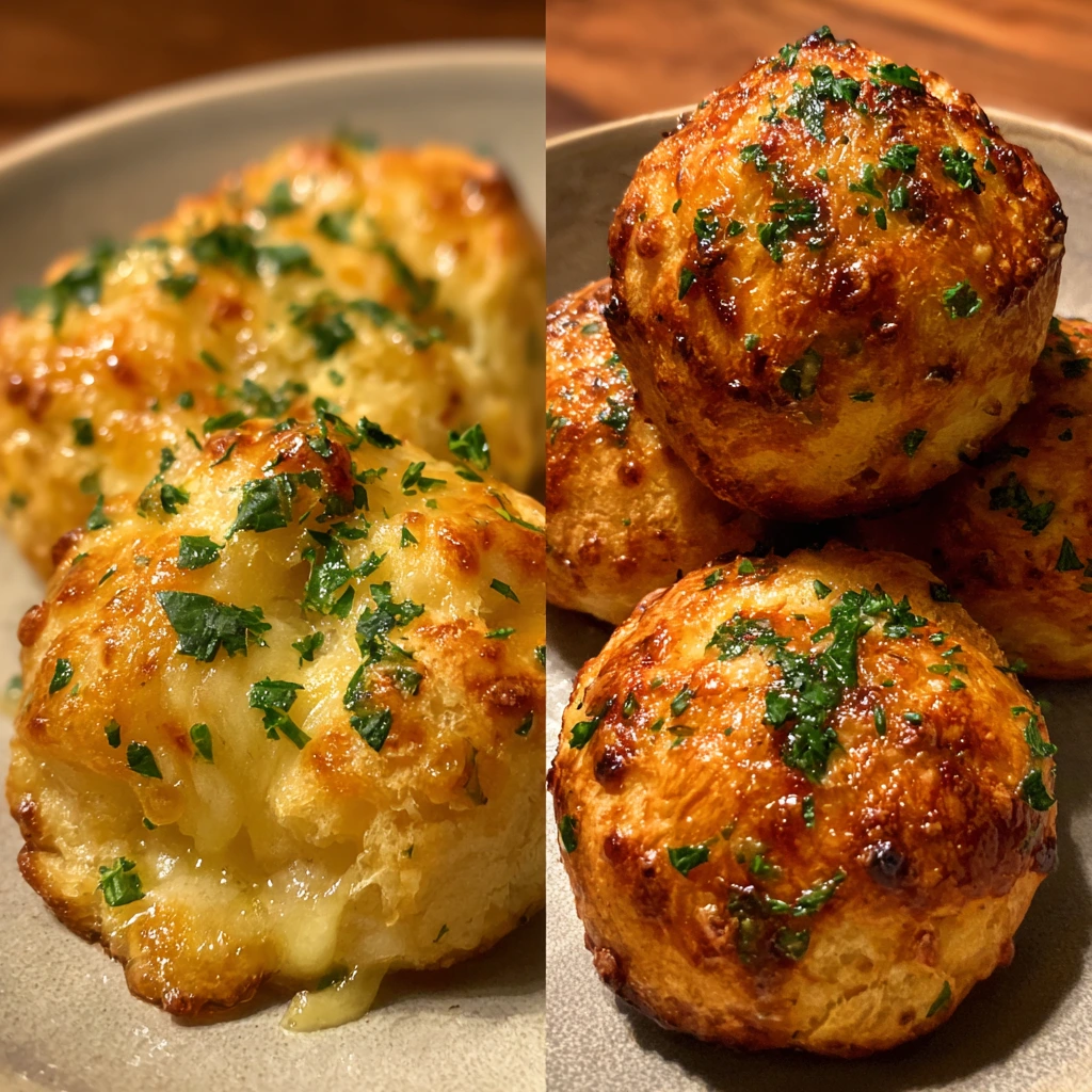 Savory Garlic Butter Cheese Bombs with Melted Mozzarella and Parmesan Bliss