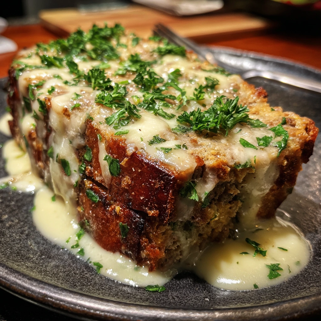 Savory Garlic Parmesan Meatloaf with Herbs and Cheese