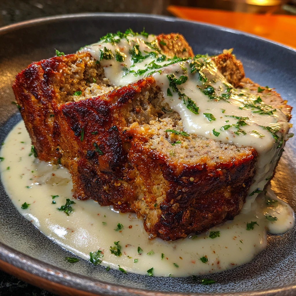 Savory Garlic Parmesan Meatloaf with Herbs and Cheese