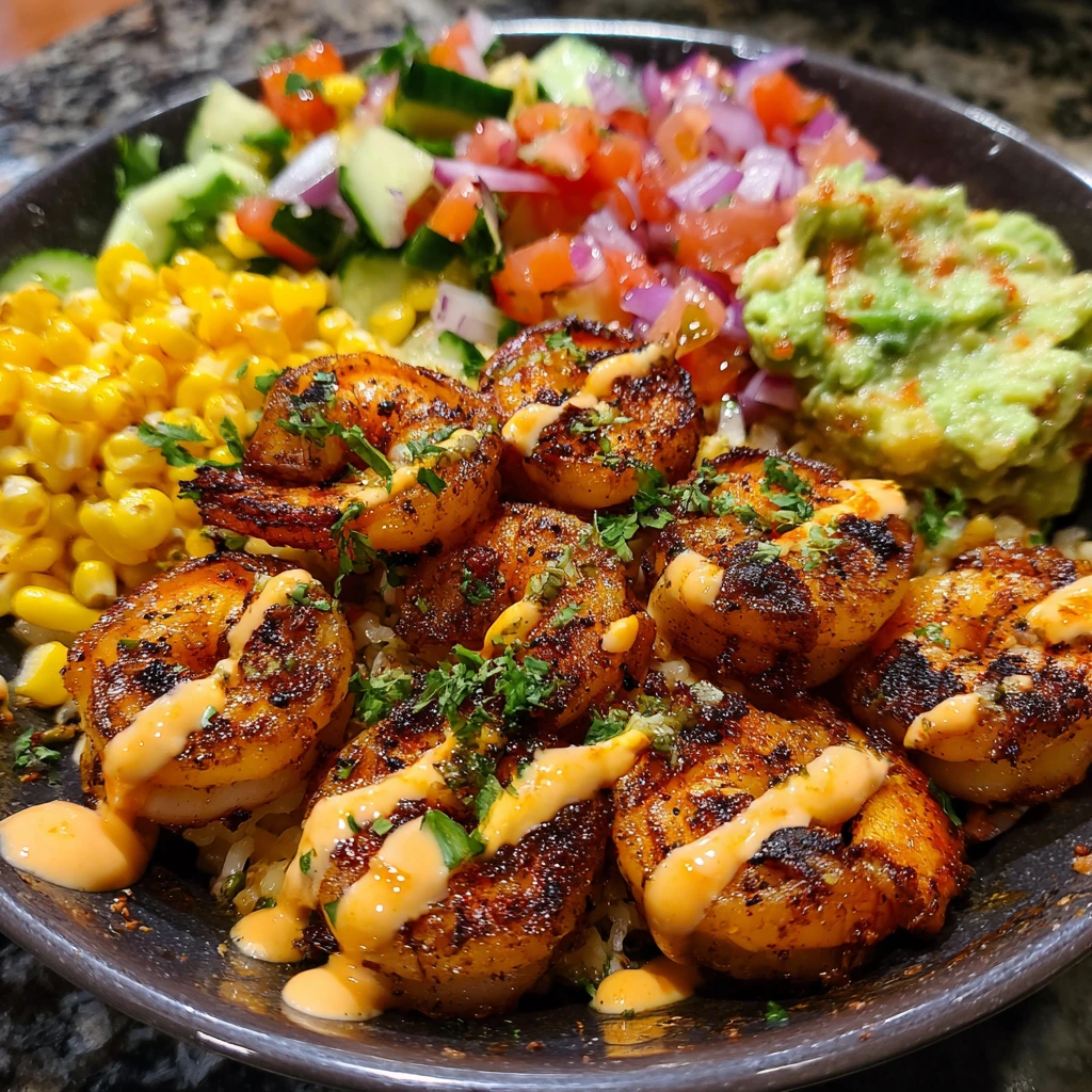 Savory Garlic Shrimp Bowl with Quinoa and Fresh Vegetables
