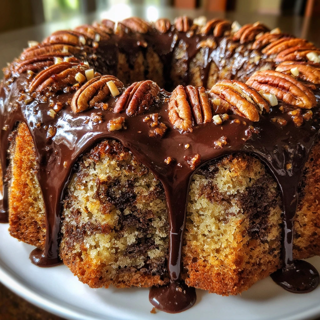 Decadent German Chocolate Pecan Pound Cake with Creamy Coconut Frosting