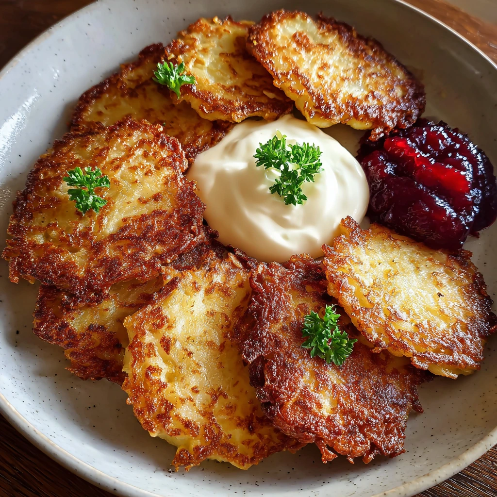 Crispy German Potato Pancakes with Savory Onions and Fresh Herbs