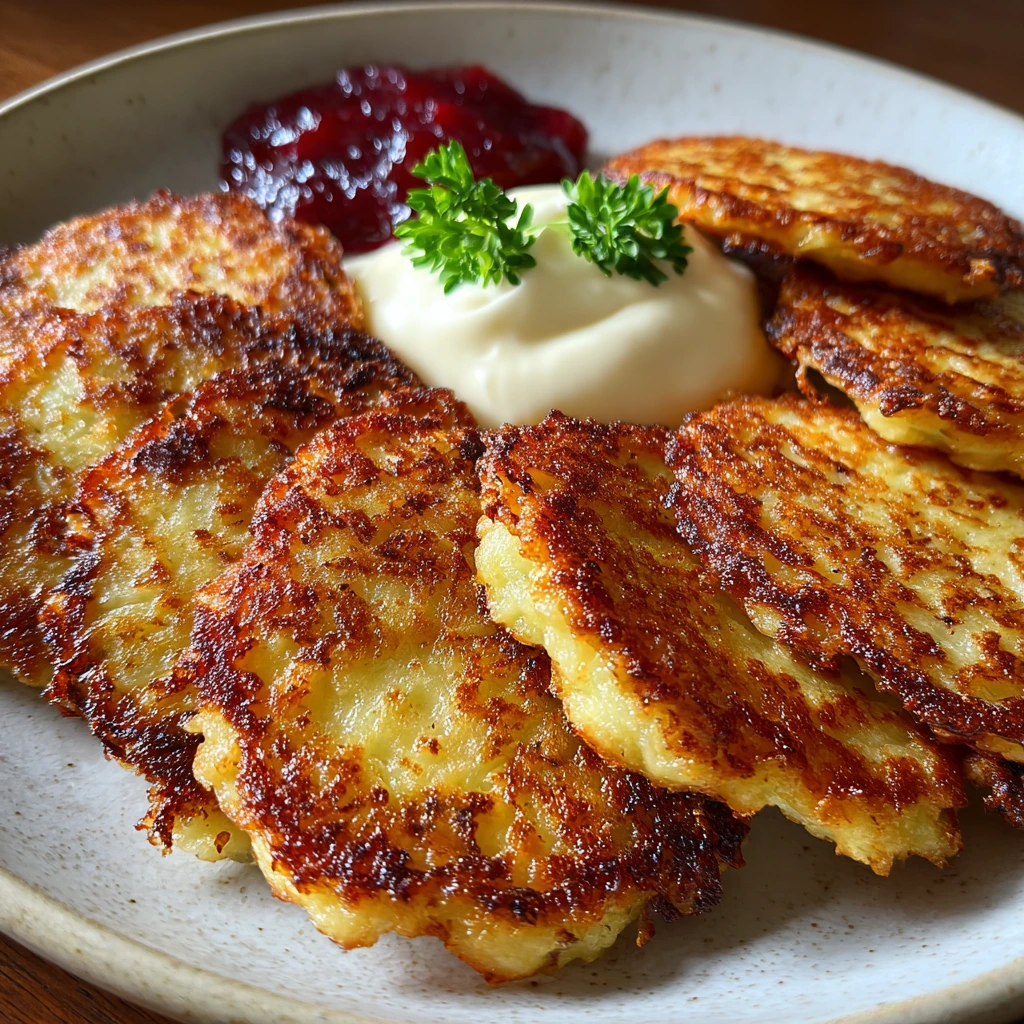 Crispy German Potato Pancakes with Savory Onions and Fresh Herbs
