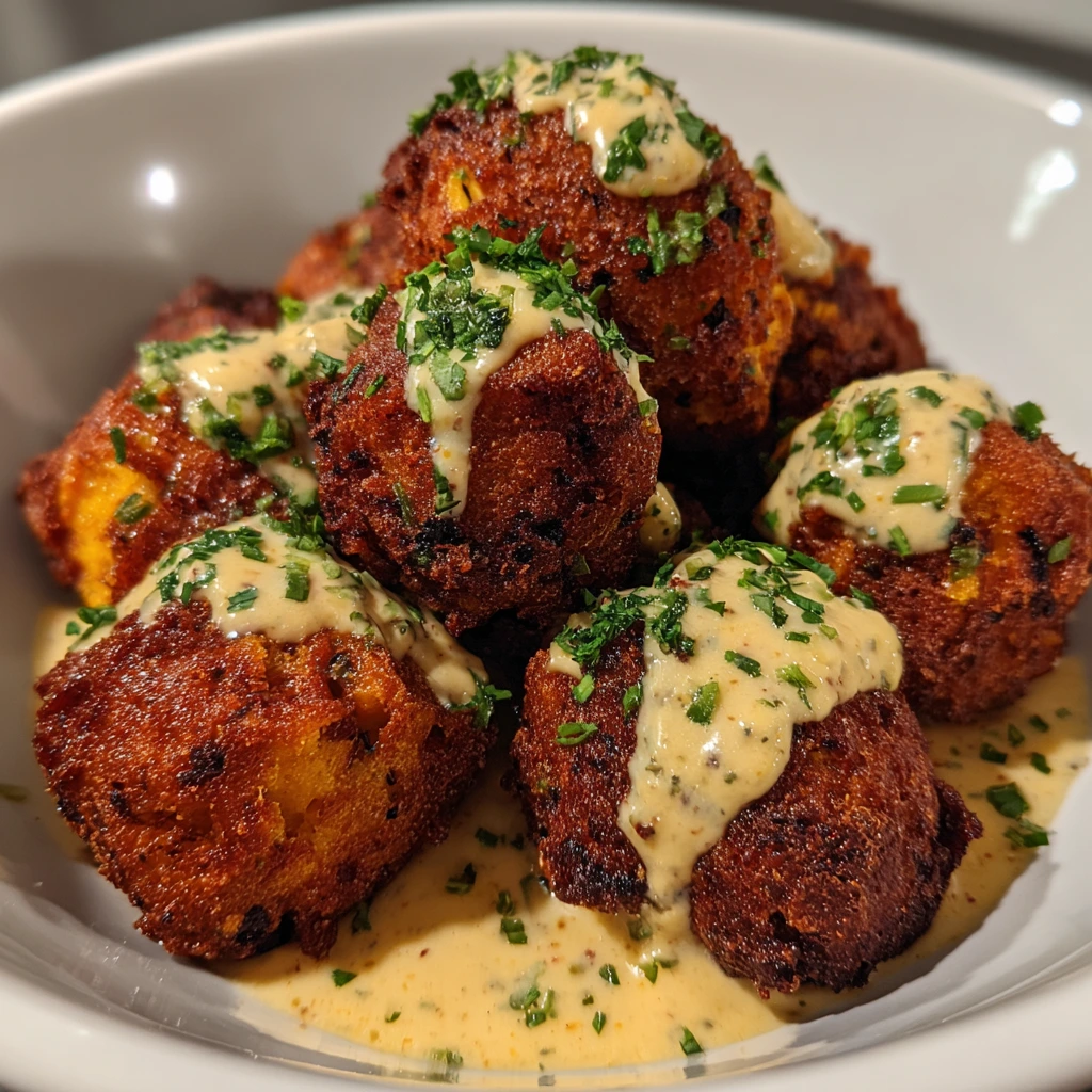 Crispy Golden Brown Sweet Potato Hushpuppies with Savory Herbs and Spices