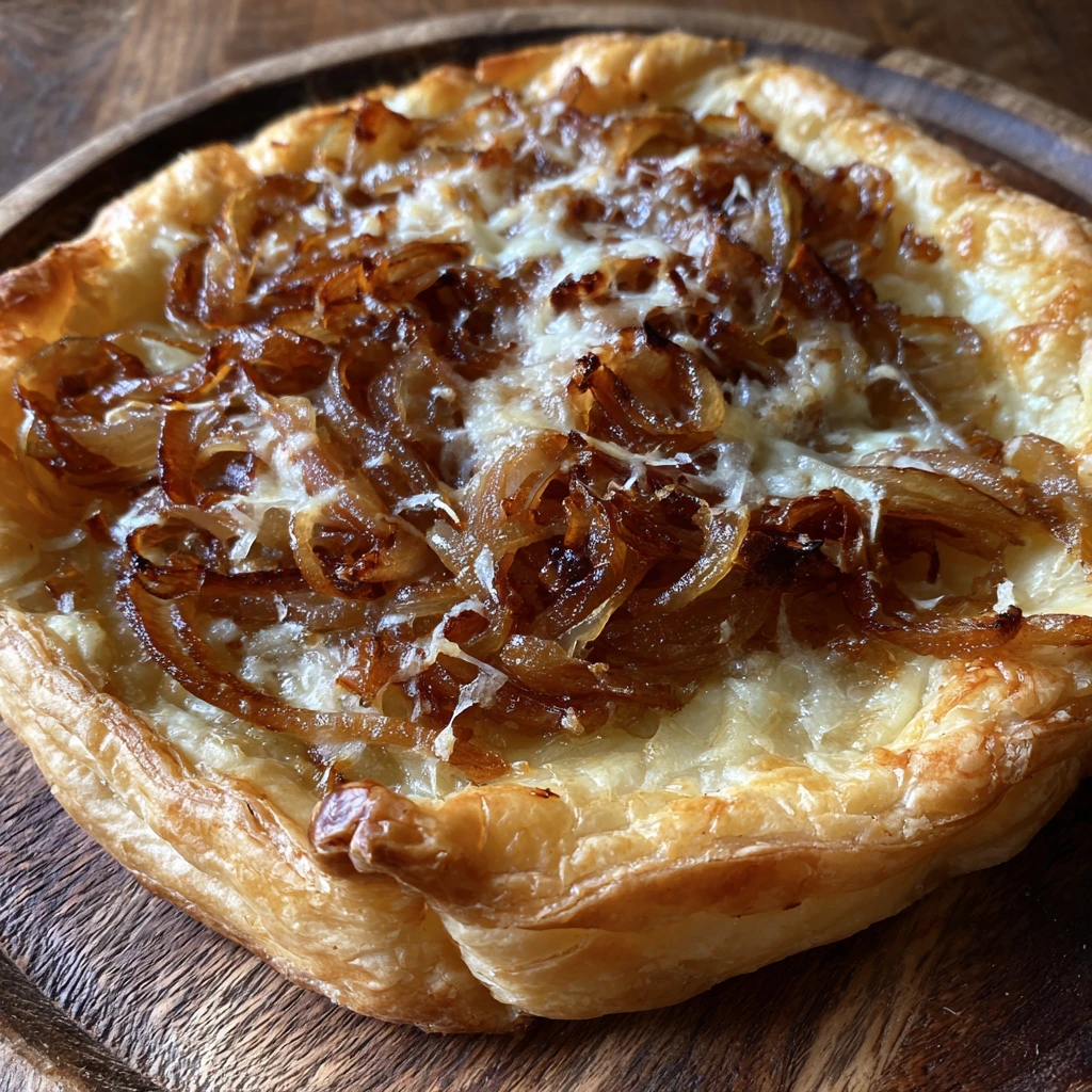 Savory Golden Caramelized Onion & Gruyère Puff Pastry Tart with Thyme