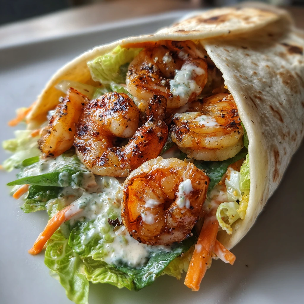 Grilled Shrimp Caesar Wraps with Creamy Dressing and Crunchy Romaine