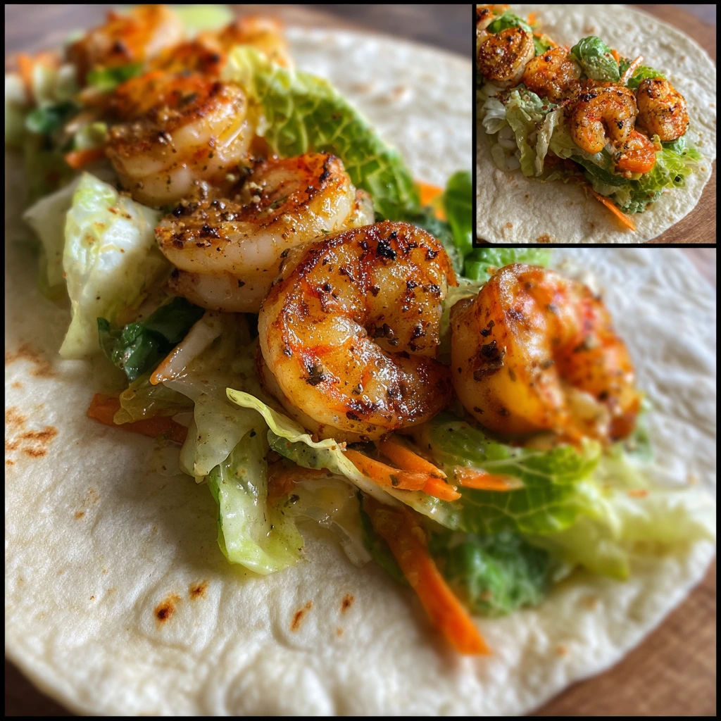 Grilled Shrimp Caesar Wraps with Creamy Dressing and Crunchy Romaine