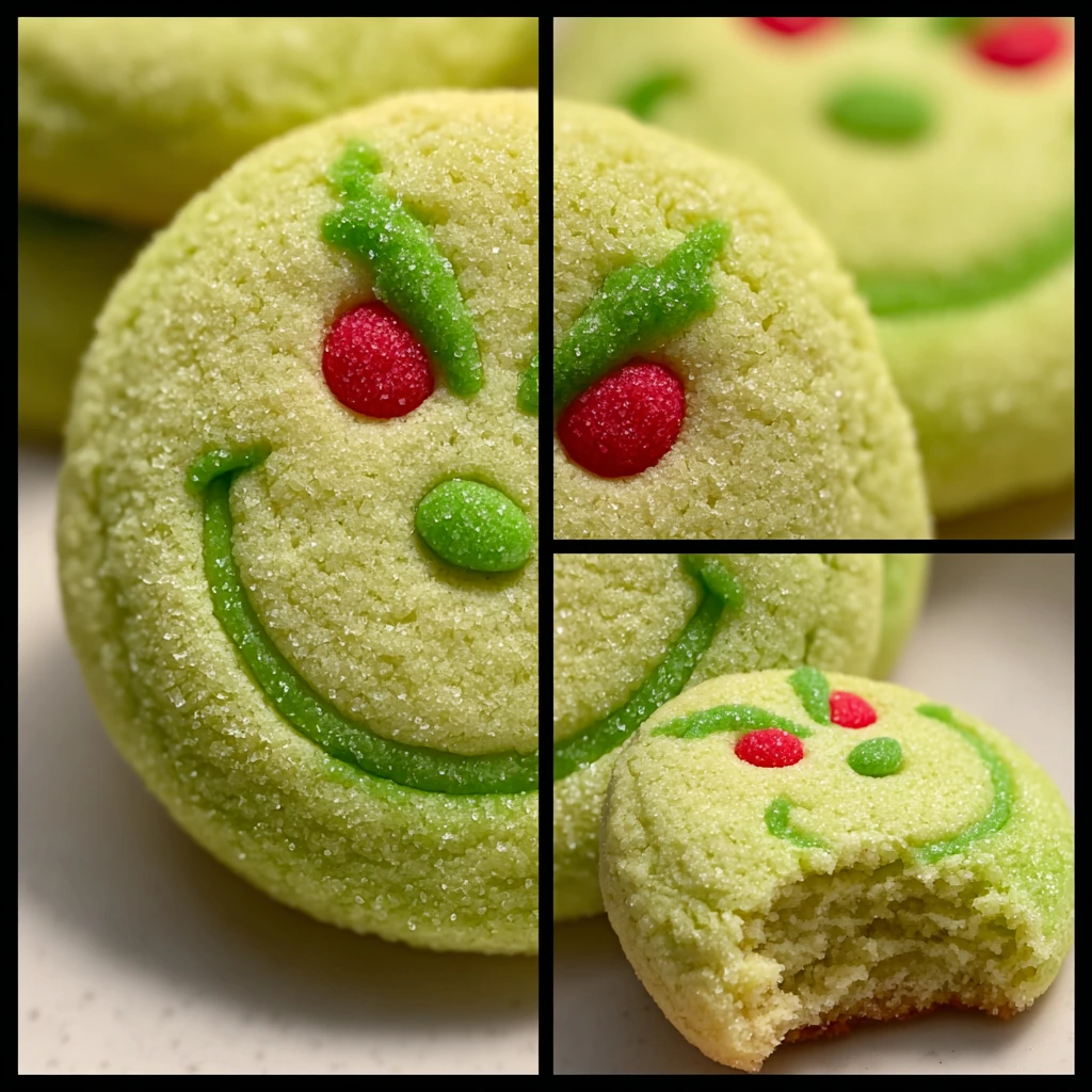 Festive Grinch Sugar Cookies with Minty Green Icing and Red Sprinkles
