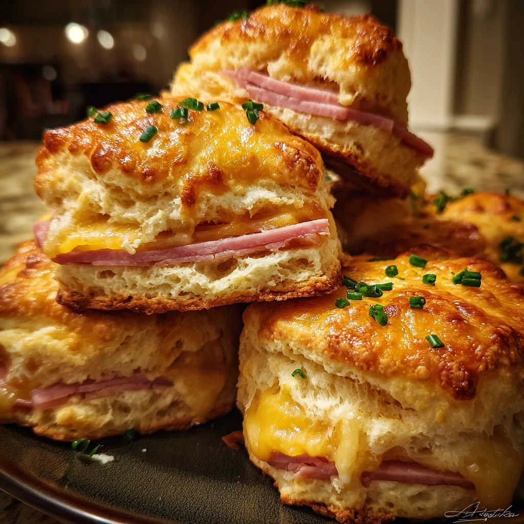 Savory Ham and Cheese Biscuits with Buttermilk and Fresh Herbs