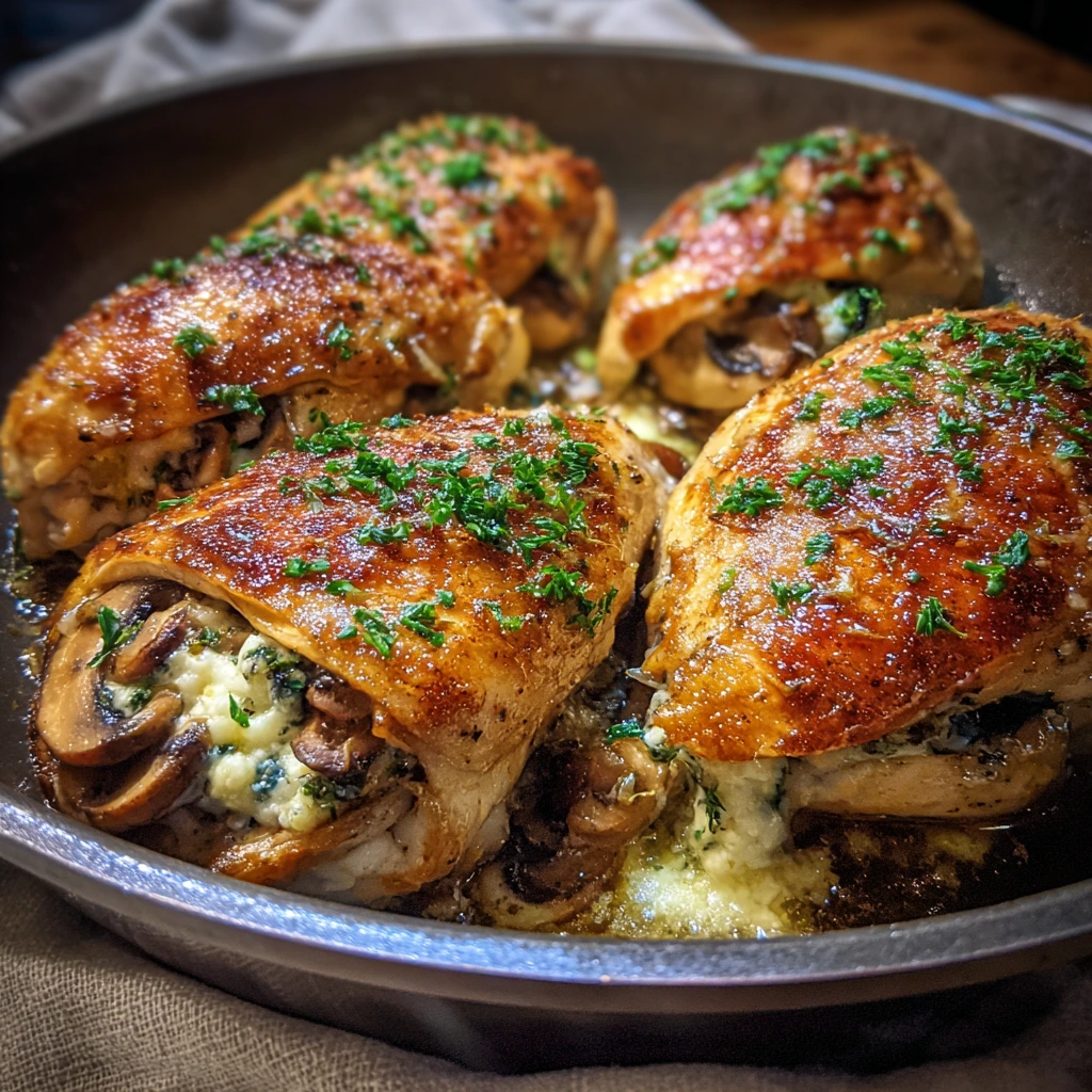 Savory and Healthy Mushroom Stuffed Chicken Breast with Garlic and Spinach