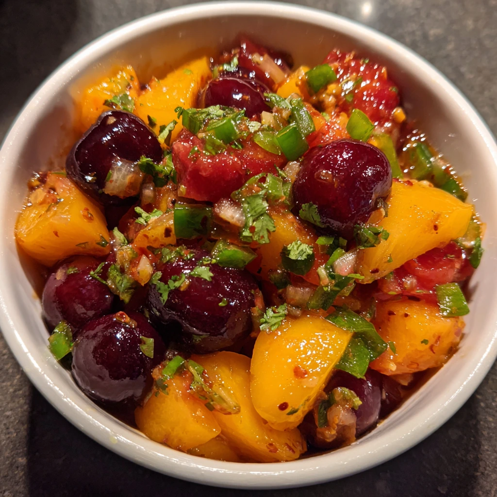 Vibrant and Refreshing Healthy Peach Cherry Salsa with Zesty Lime