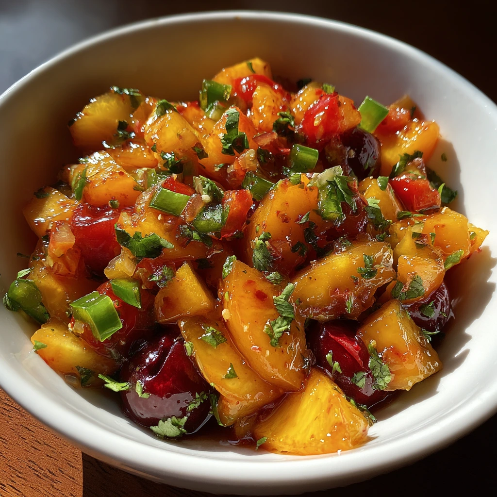 Vibrant and Refreshing Healthy Peach Cherry Salsa with Zesty Lime