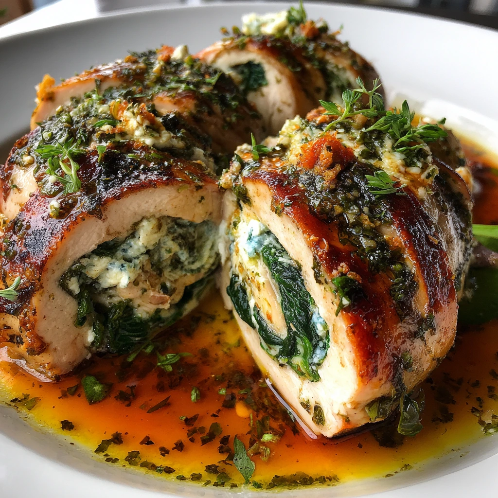 Savory Herbed Ricotta Chicken Rolls with Spinach and Parmesan Delight