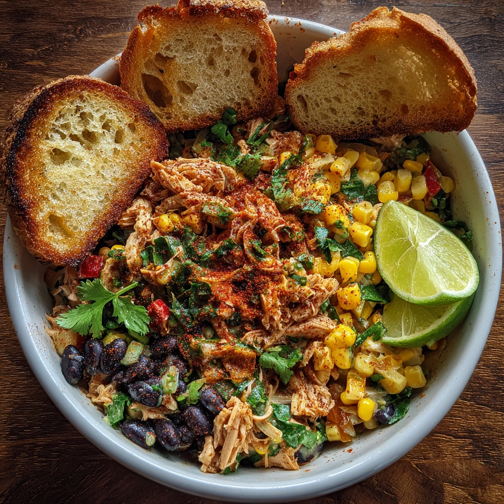 Zesty High Protein Southwest Chicken Salad with Avocado and Black Beans