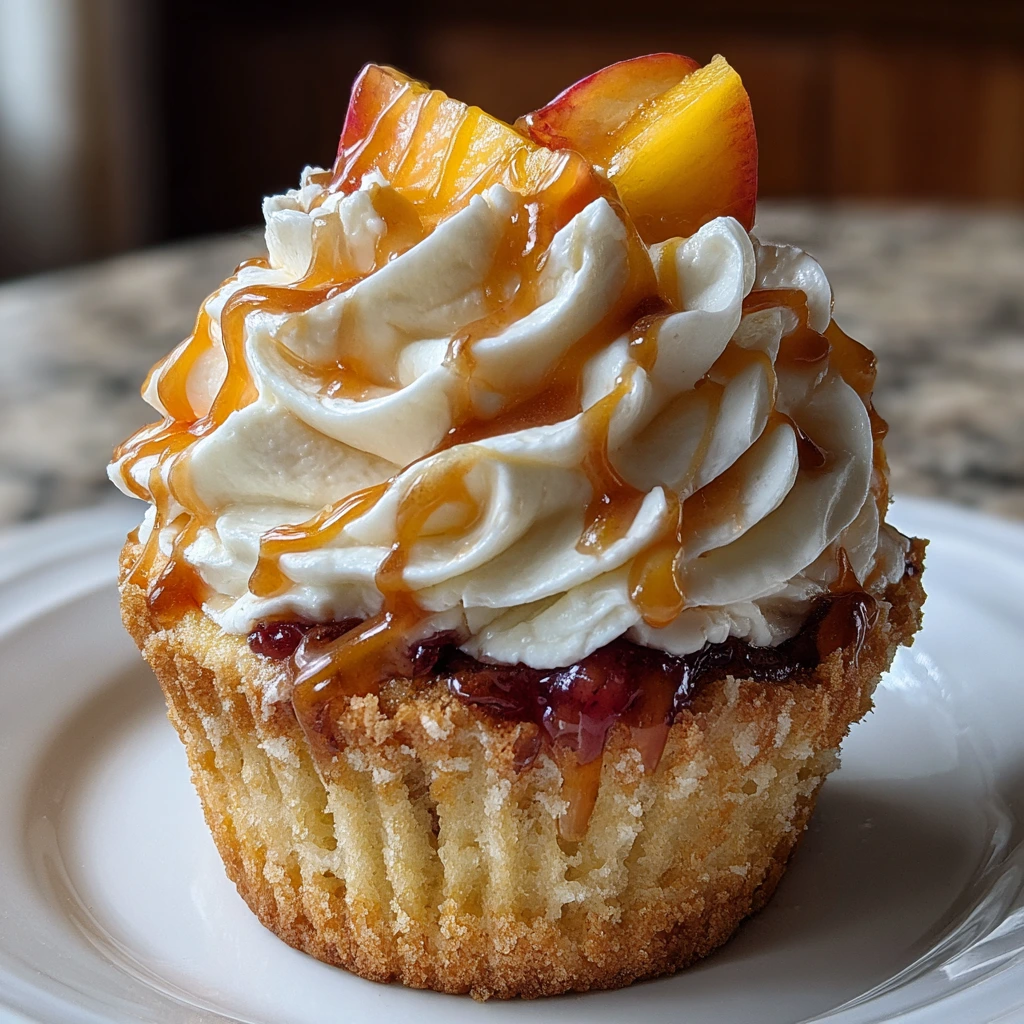 Delicious Honey Peach Cream Cheese Cupcakes with a Sweet Surprise