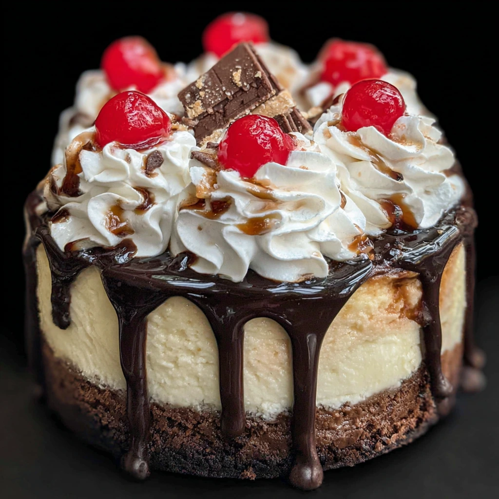 Decadent Hot Fudge Sundae Brownie Cheesecake with Creamy Layers