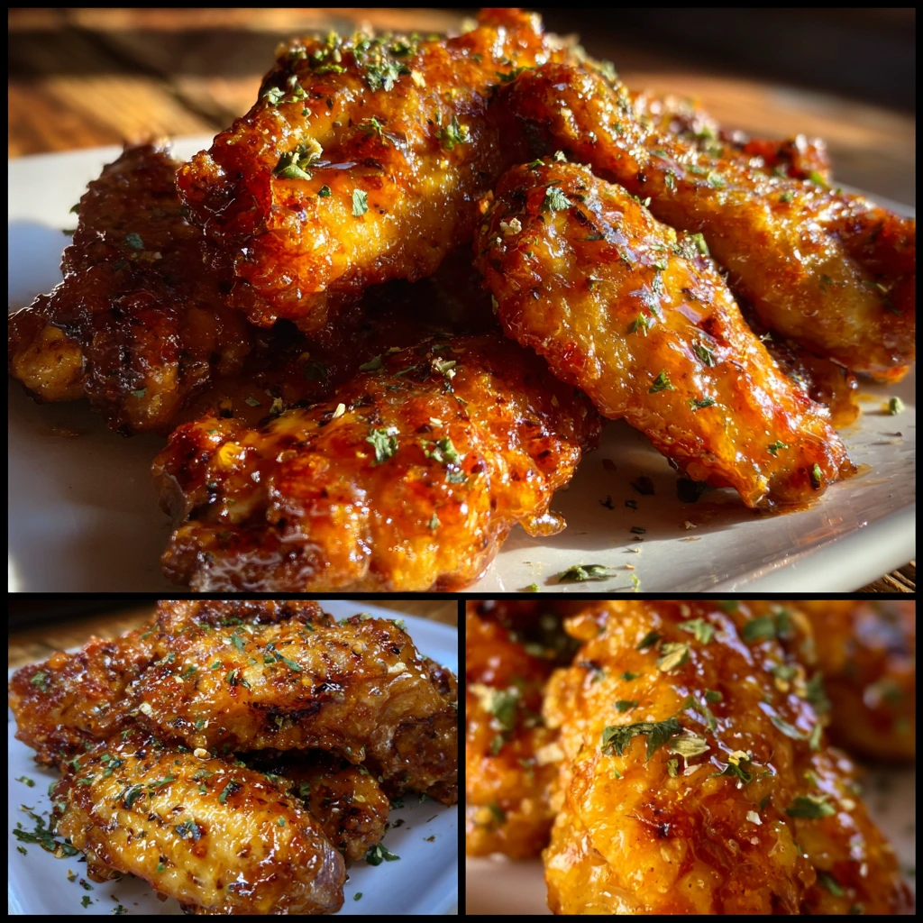 Sweet and Spicy Hot Honey Peach Wings with a Crispy Finish