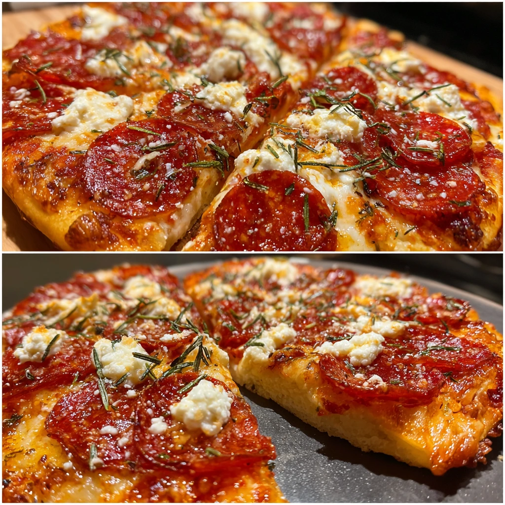 Sweet and Spicy Hot Honey Pepperoni Ricotta Pizza with Crispy Crust