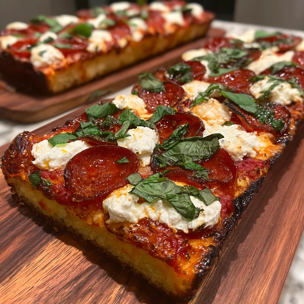 Spicy Sweet Hot Honey Pepperoni Ricotta Pizza with Crispy Crust