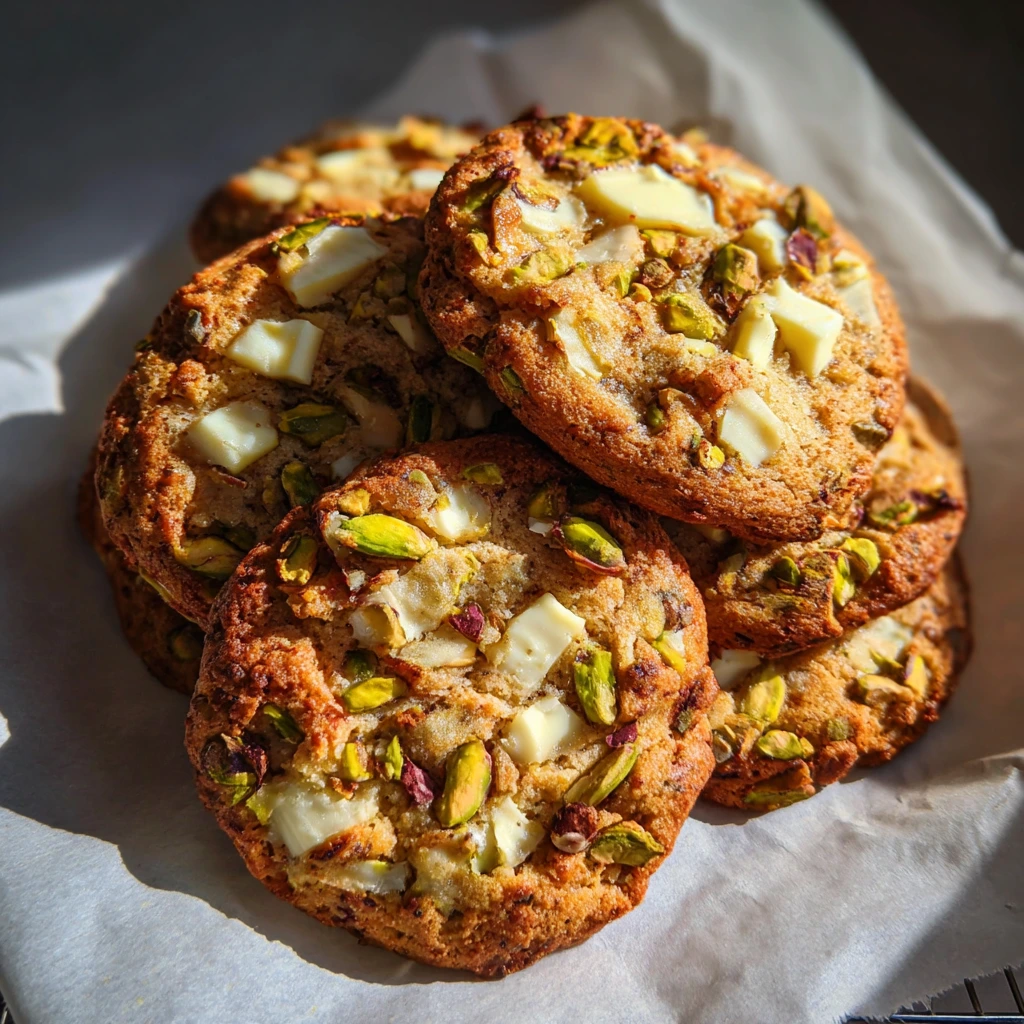 Decadent White Chocolate Pistachio Cookies with a Crunchy Twist