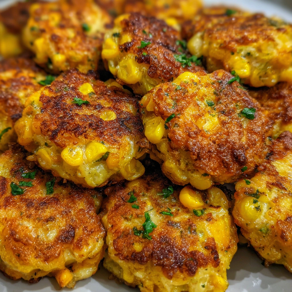 Irresistibly Crispy Cheesy Corn Fritters with Fresh Herbs and Spices