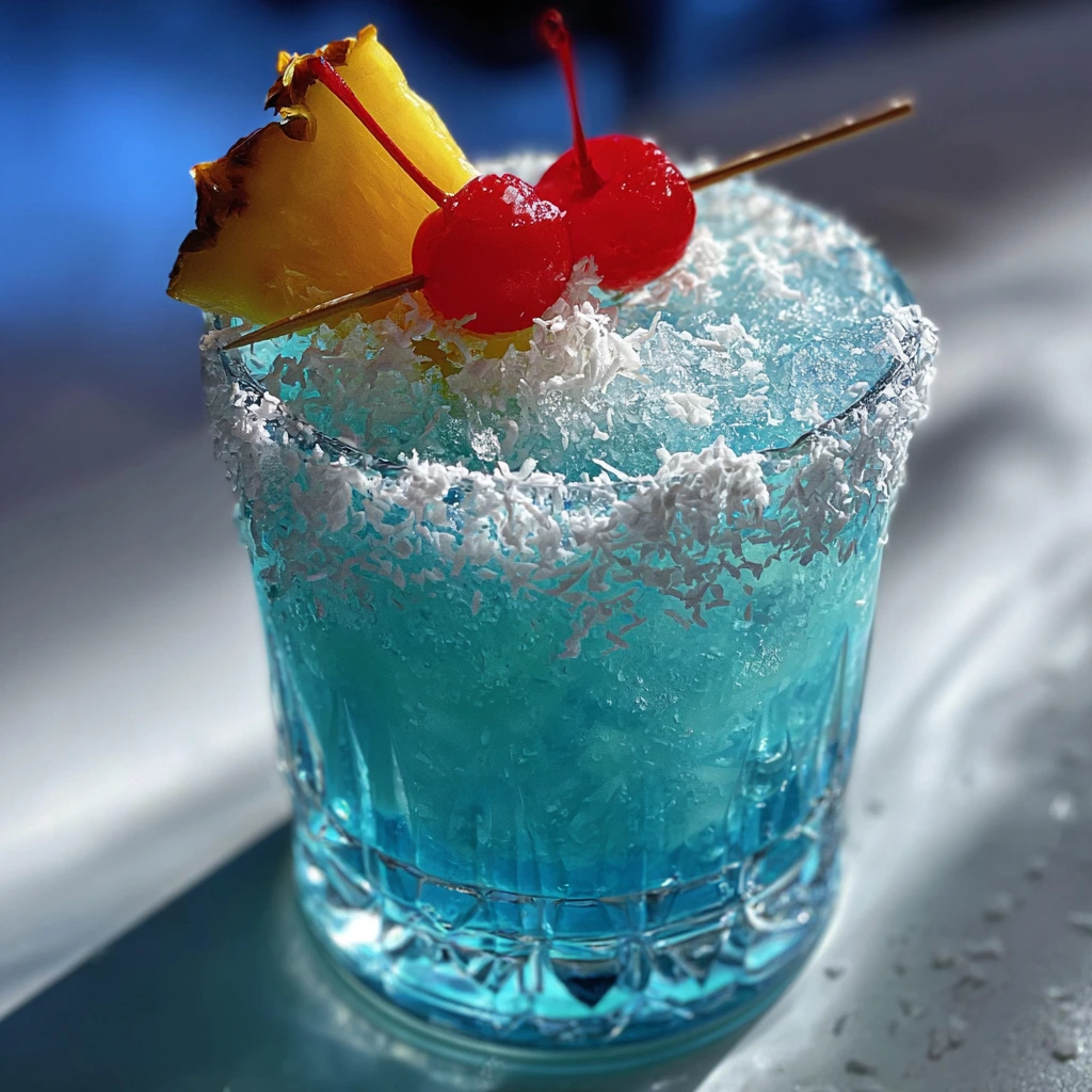 Delightfully Frosty Jack Frost Cocktail with Coconut and Blue Curacao