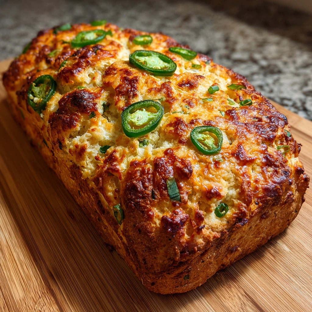 Savory Jalapeño Cheddar Beer Bread with a Spicy Kick