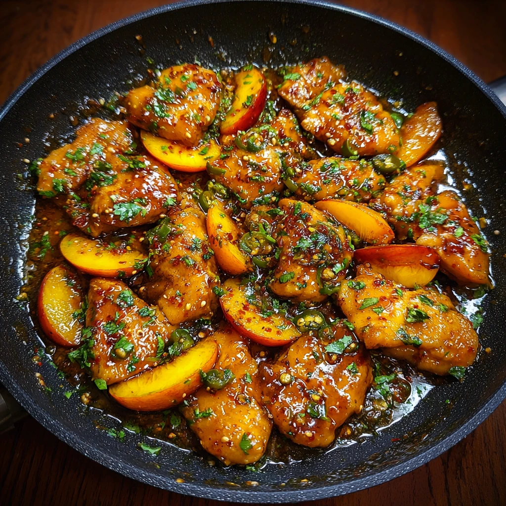 Spicy Jalapeno Peach Chicken with a Sweet and Tangy Glaze