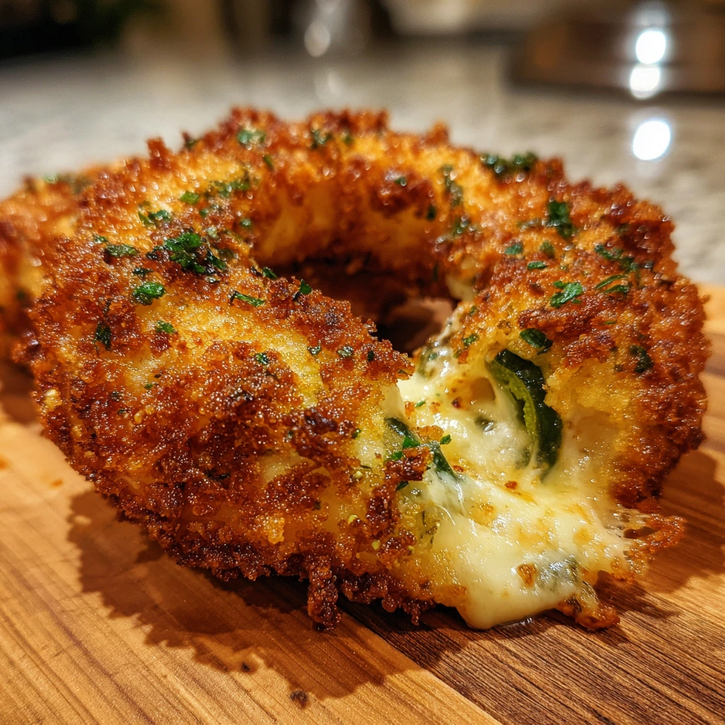 Irresistibly Crunchy Jalapeño Popper Stuffed Onion Rings with Creamy Cheddar