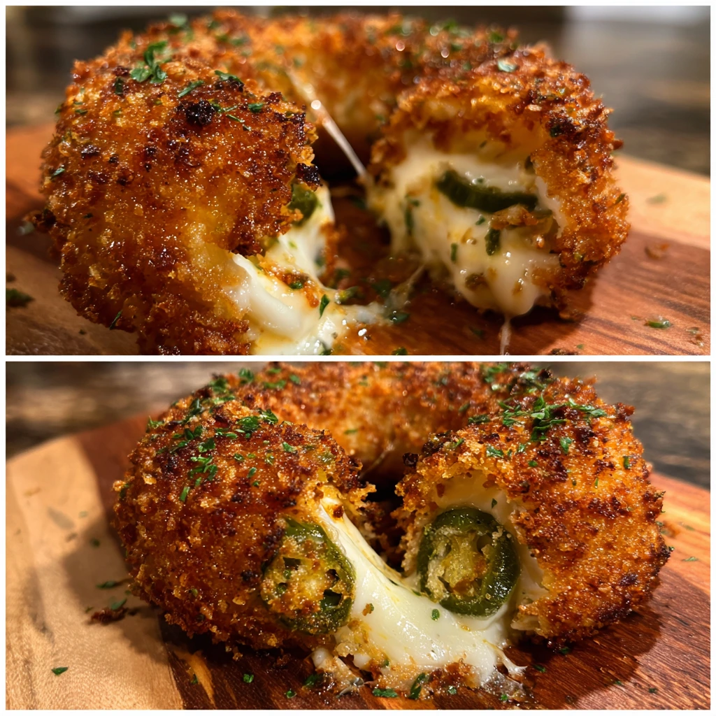 Irresistibly Crunchy Jalapeño Popper Stuffed Onion Rings with Creamy Cheddar