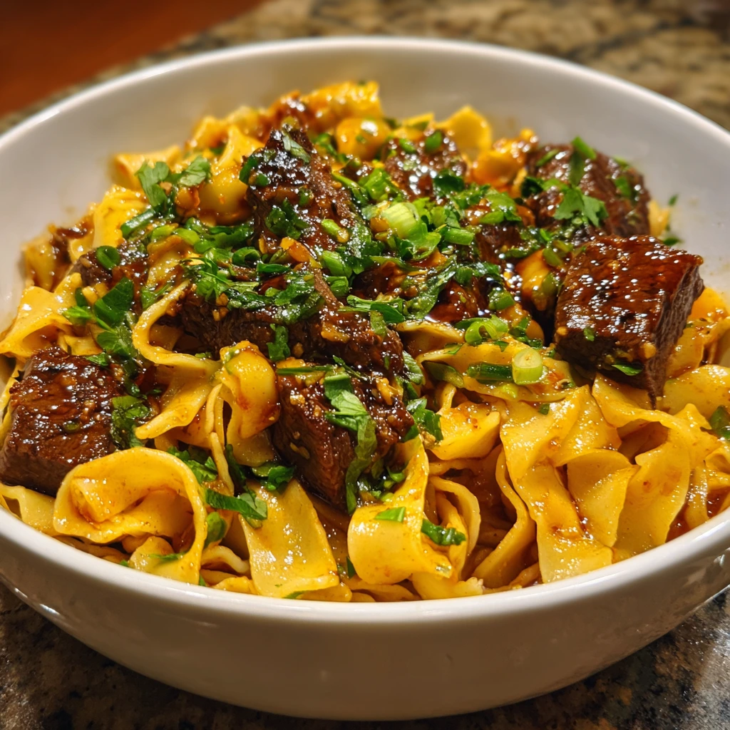 Deliciously Authentic Korean Beef Noodles with Savory Soy and Sweet Sesame