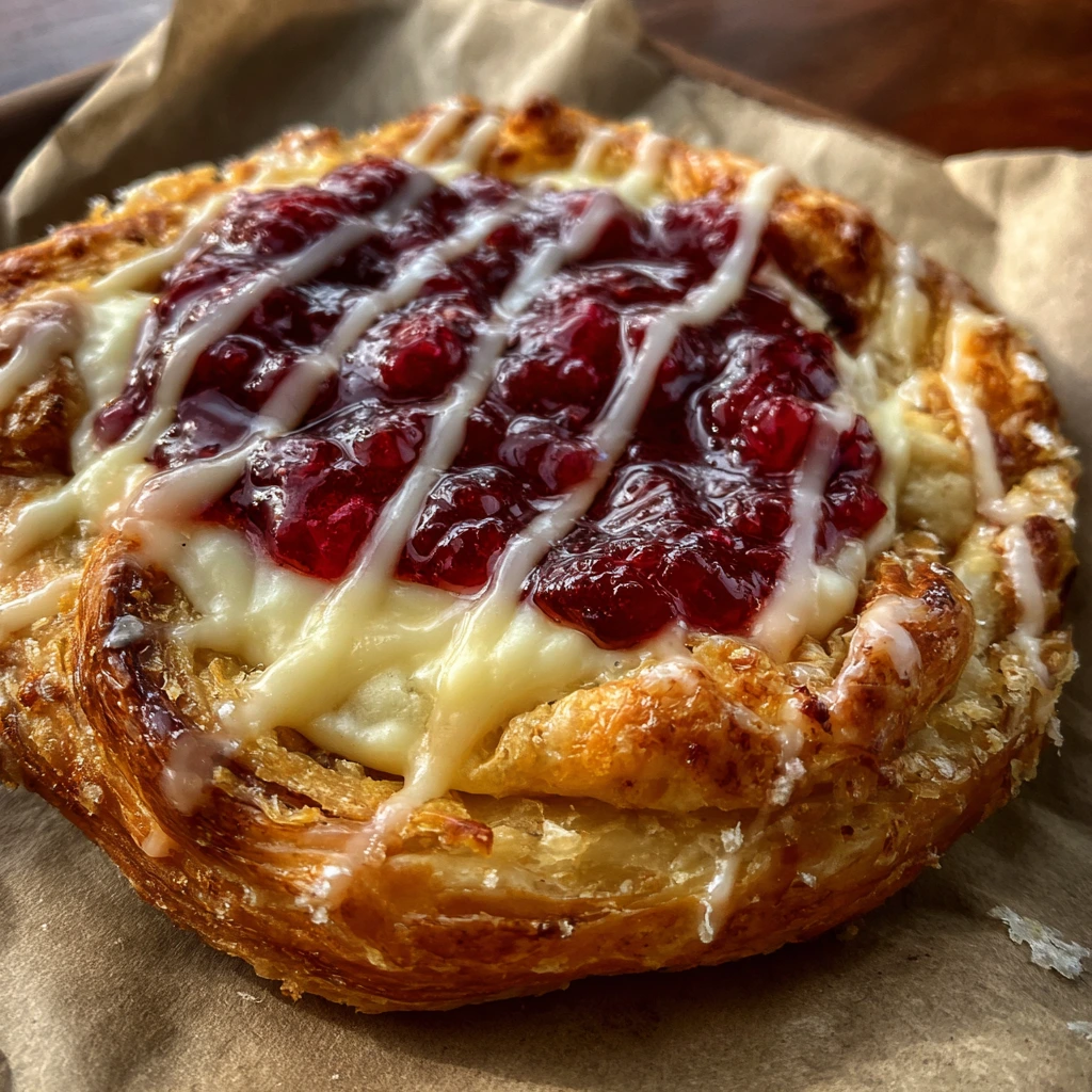 Deliciously Decadent Leftover Cranberry Sauce Cheese Danish with Creamy Cheese Filling