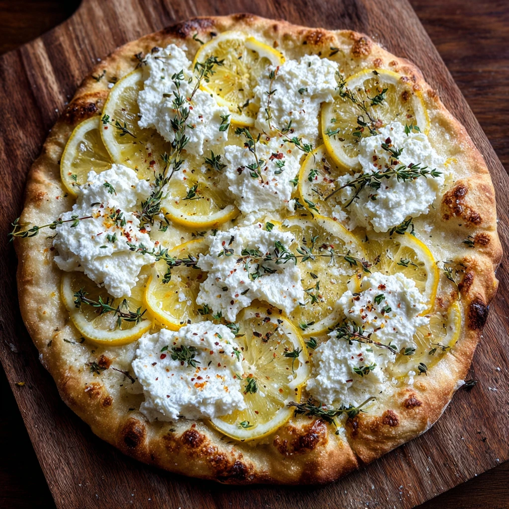 Zesty Lemon Ricotta Pizza with Fresh Basil and Tangy Honey Drizzle