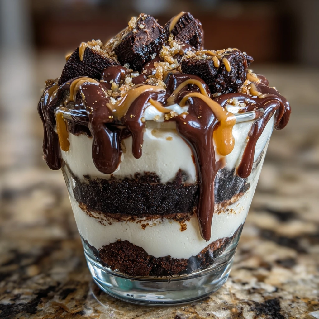 Decadent Loaded Brownie Cheesecake Cups with Creamy Chocolate Ganache
