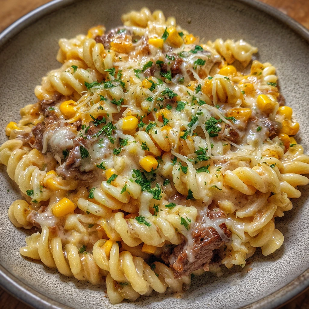 Loaded Cheddar Ranch Beef and Sweet Corn Rotini Bake: A Comforting Family Favorite
