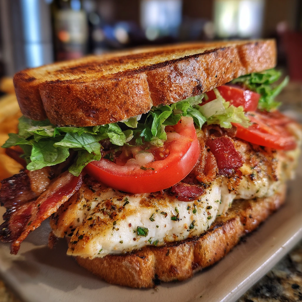 Decadent Loaded Chicken Club Sandwich with Crispy Bacon and Creamy Avocado