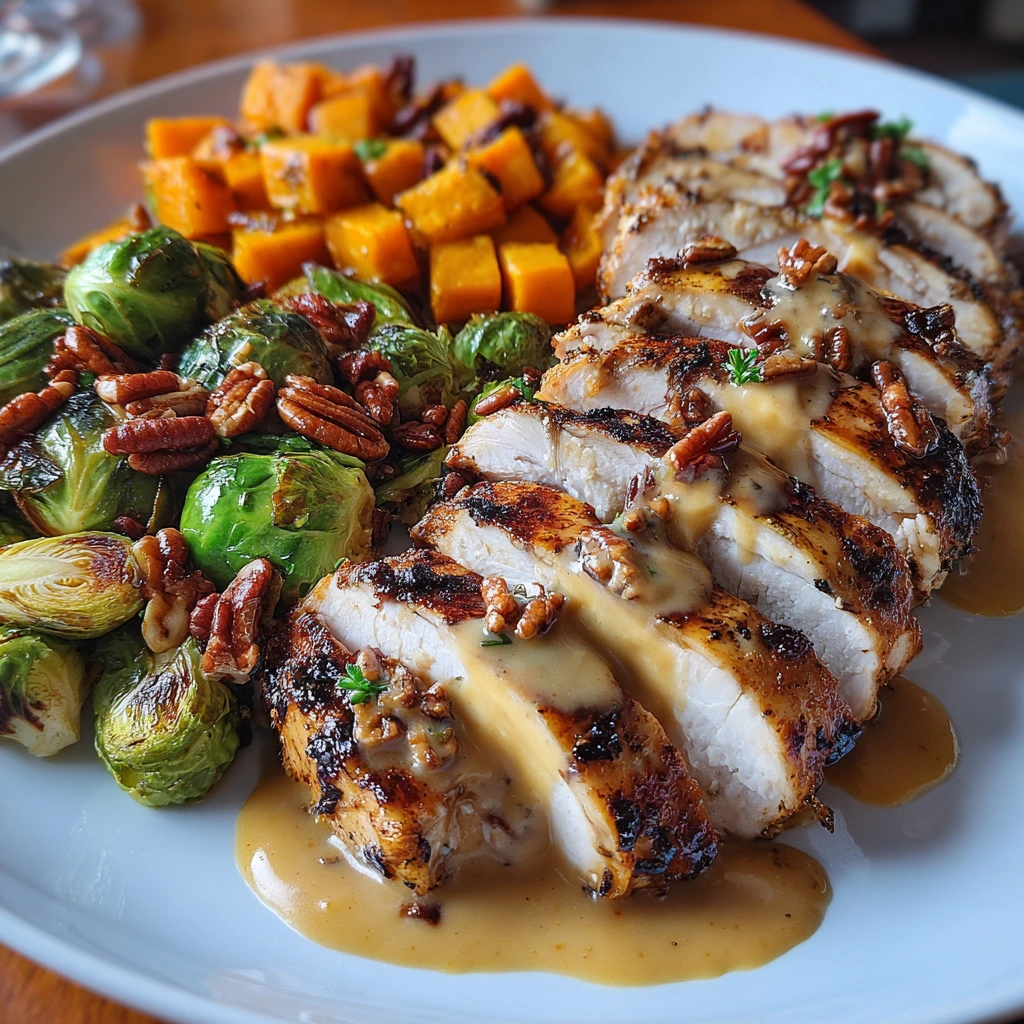 Savory Maple Dijon Chicken & Roasted Sweet Potato Bowls with Crunchy Veggies