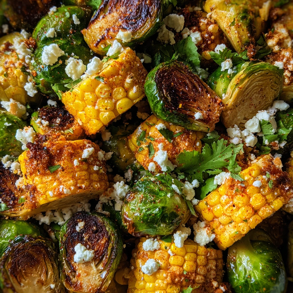 Savory Mexican Street Corn Brussels Sprouts with Zesty Lime and Cotija Cheese