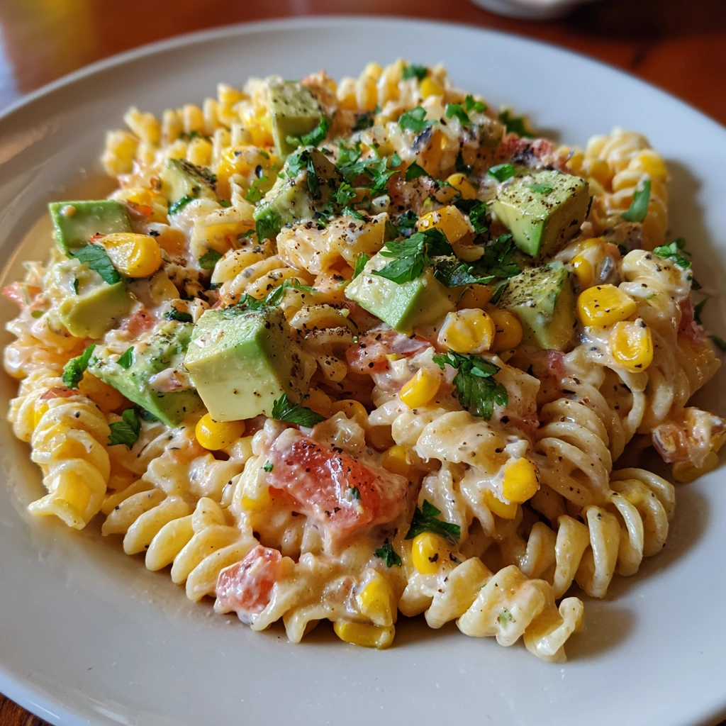 Zesty Mexican Street Corn Pasta Salad with Creamy Avocado Dressing
