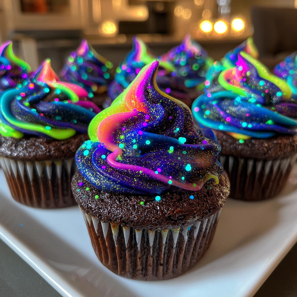 Midnight Glow Cupcakes: Lush Chocolate Treats with Honey-Lavender Bliss