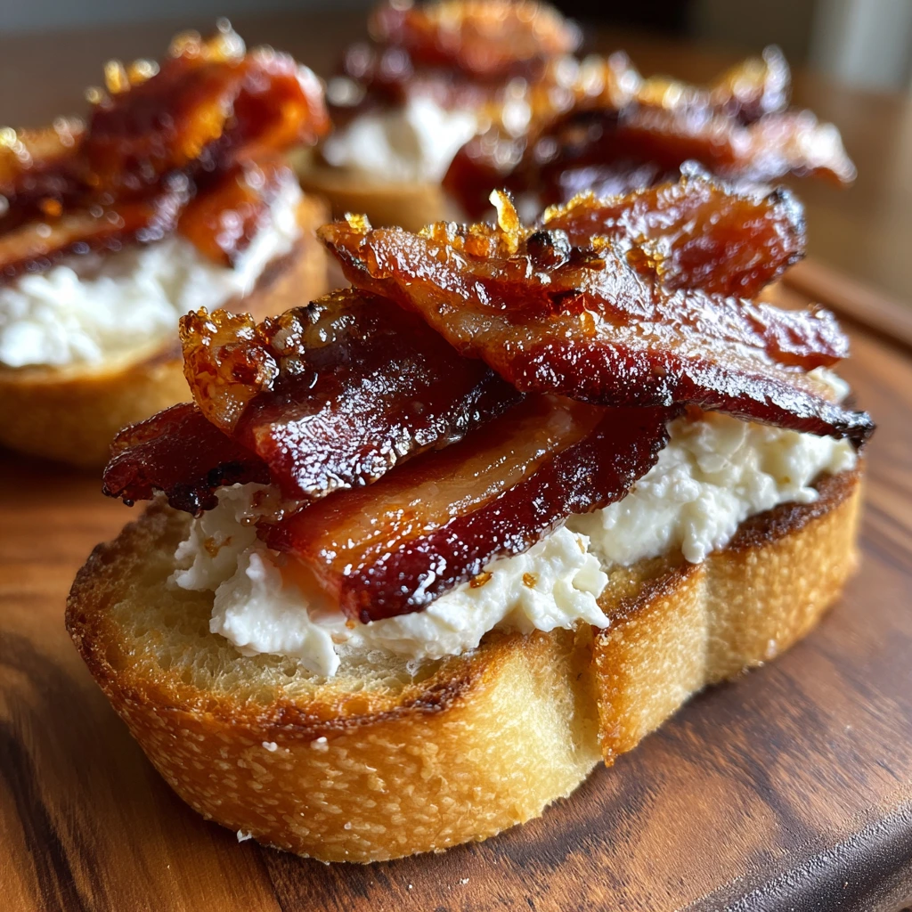 Decadent Million Dollar Bacon Crostini with Maple Glaze and Creamy Goat Cheese