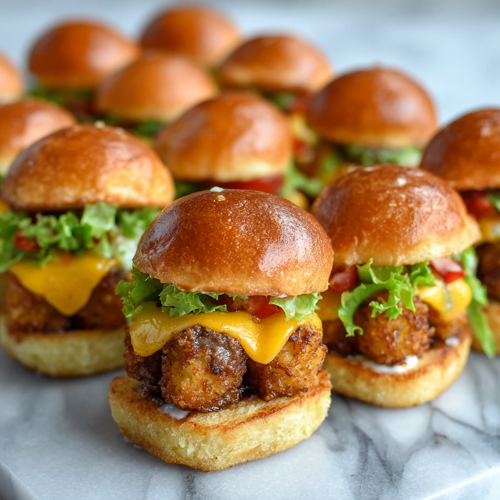 Savory Mini Tater Tot Cheeseburgers with Crispy Bacon and Melty Cheese
