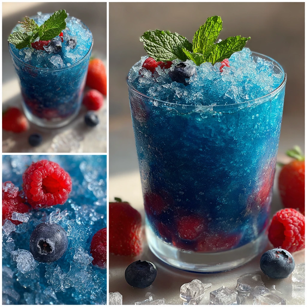 Refreshing Mixed Berry Slushie with Strawberries, Blueberries, and Raspberries
