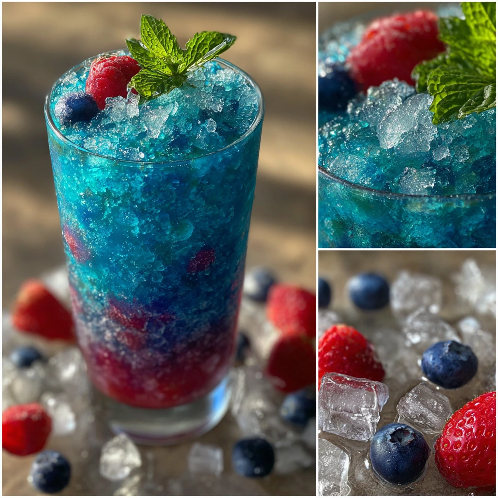 Refreshing Mixed Berry Slushie with Strawberries, Blueberries, and Raspberries