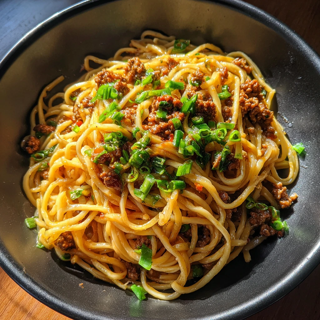 Savory Mongolian Ground Beef Noodles with Sweet Soy and Crunchy Vegetables