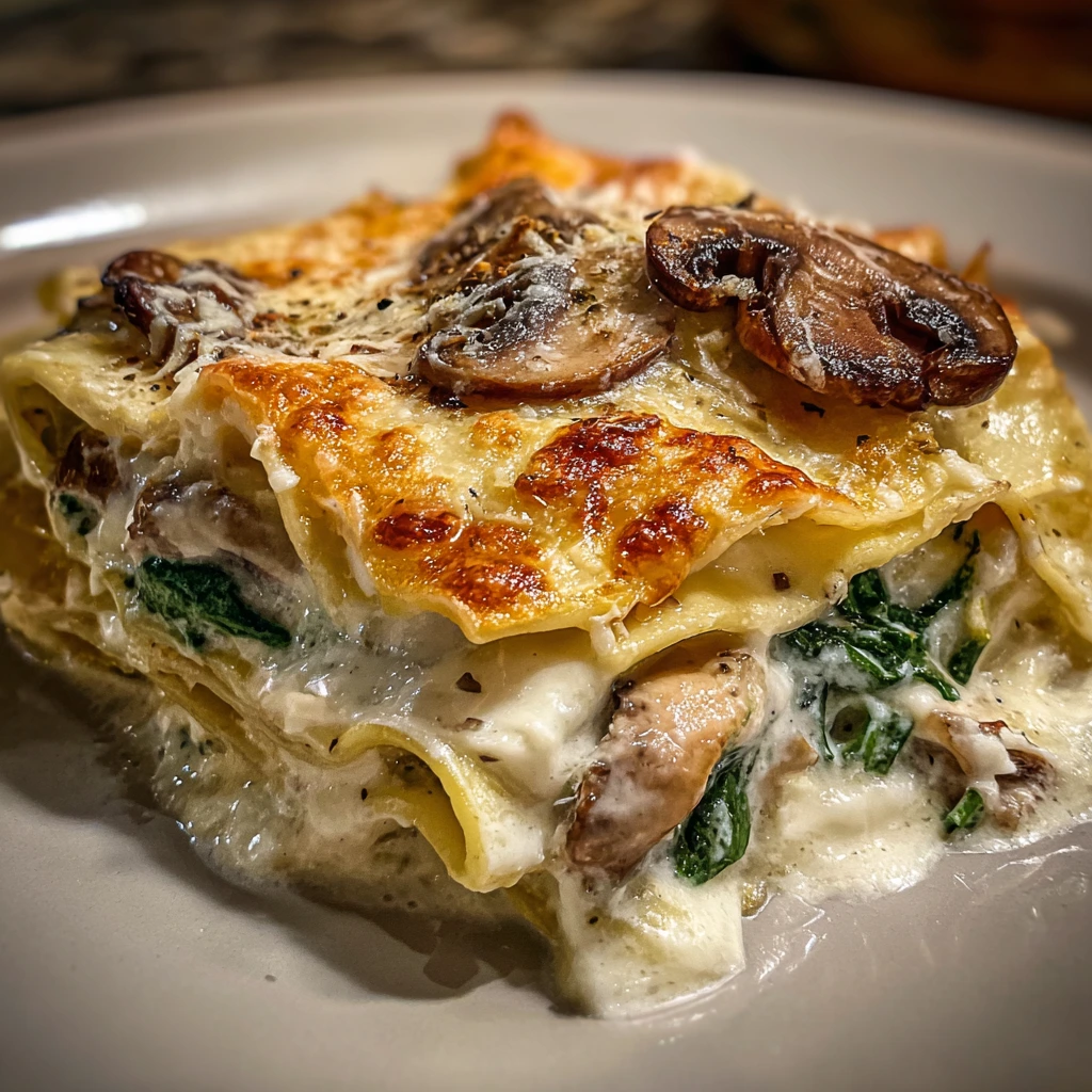 Deliciously Creamy Mushroom and Spinach Lasagna with a Savory Herb Twist