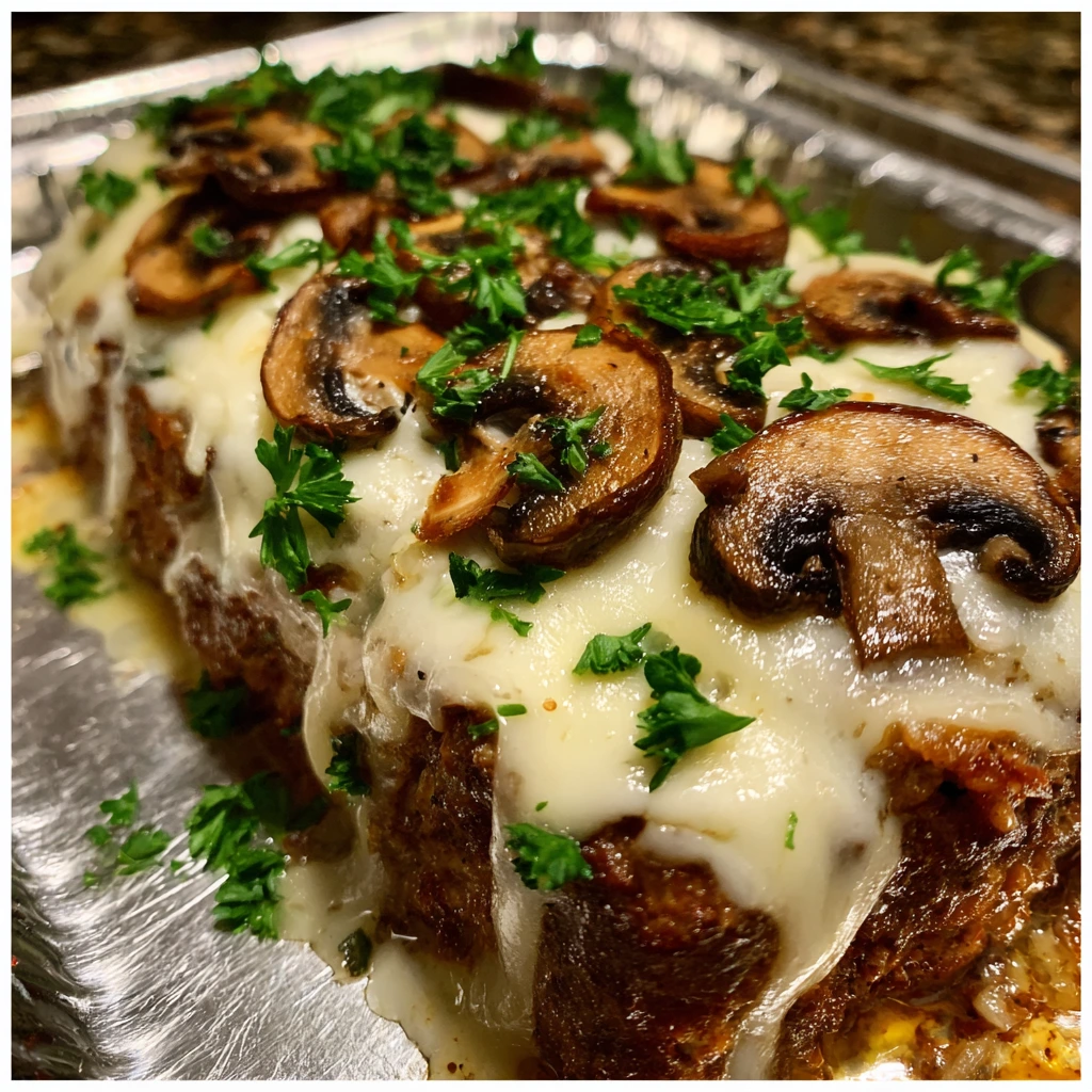 Savory Mushroom Swiss Cheese Meatloaf with Rich Flavor and Tender Texture