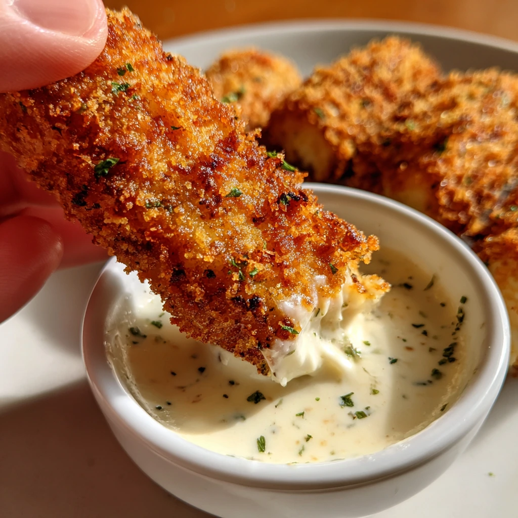 Spicy Nashville Hot Mozzarella Sticks with a Crunchy Coating